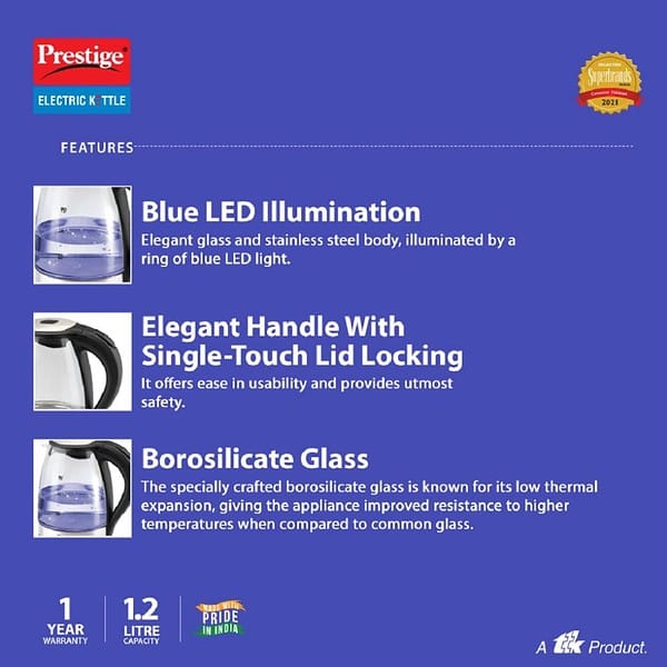 Prestige Glass Kettle PGKL 1.2 L Black2 - LXINDIA.COM