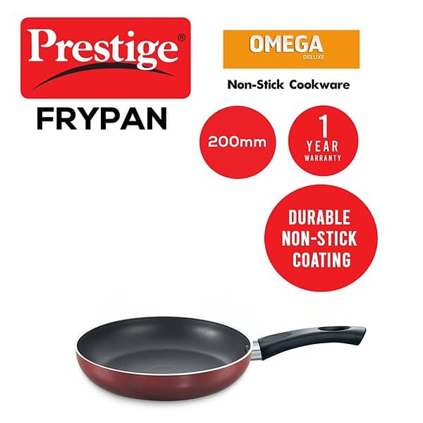 Prestige Omega Deluxe Aluminium Red 200 mm Fry Pan B - LXINDIA.COM