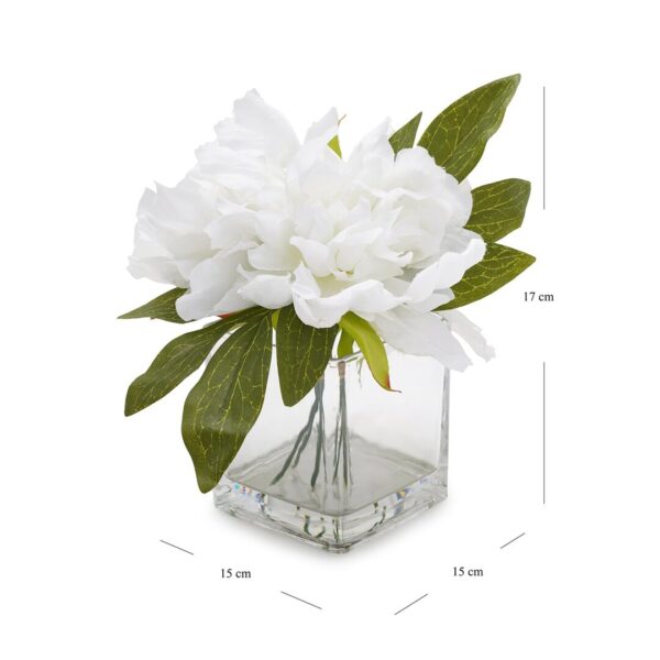 Pure Home Living Pink Artificial Peony with Glass Vase Plastic White Peony A - LXINDIA.COM