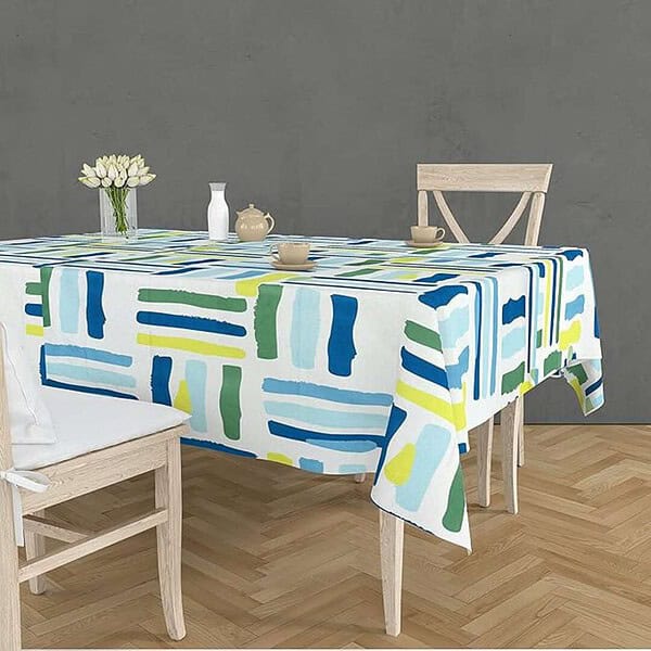 RRC Super Soft Brushed Microfiber Cotton Dining Rectangular Table Covers White Green 3 - LXINDIA.COM