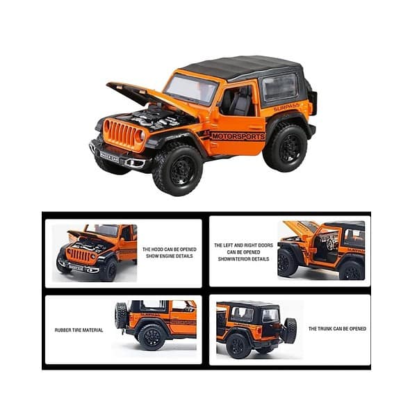 RUHANI Metal 4x4 Thar Jeep Wrangler Orange 2 - LXINDIA.COM