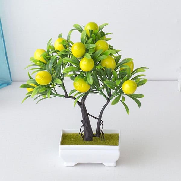 SATYAM KRAFT 1 PC Artificial Lemon Bonsai Tree A - LXINDIA.COM