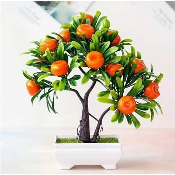 SATYAM KRAFT 1 PC Artificial Orange Bonsai Tree b - LXINDIA.COM