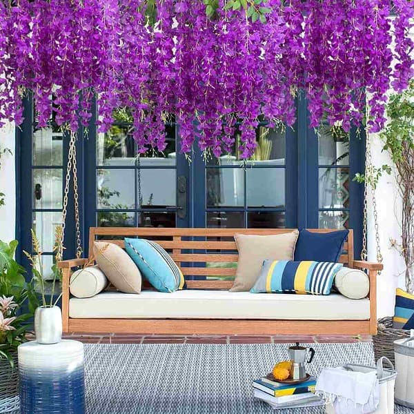 SATYAM KRAFT 6 Pcs Artificial Wisteria Vine Dark Purple - LXINDIA.COM