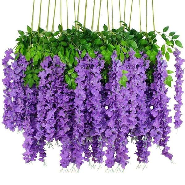 SATYAM KRAFT 6 Pcs Artificial Wisteria Vine Dark Purple a - LXINDIA.COM