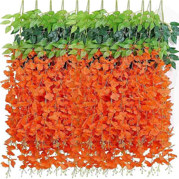 SATYAM KRAFT 6 Pcs Artificial Wisteria Vine Orange - LXINDIA.COM