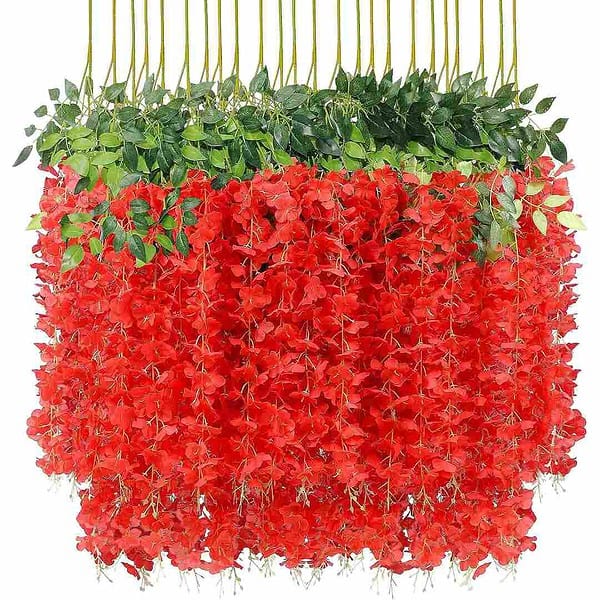 SATYAM KRAFT 6 Pcs Artificial Wisteria Vine Red - LXINDIA.COM