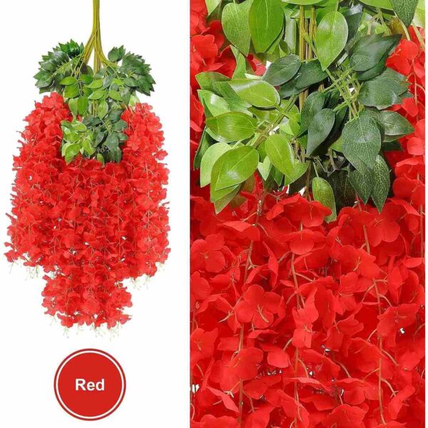 SATYAM KRAFT 6 Pcs Artificial Wisteria Vine Red a - LXINDIA.COM