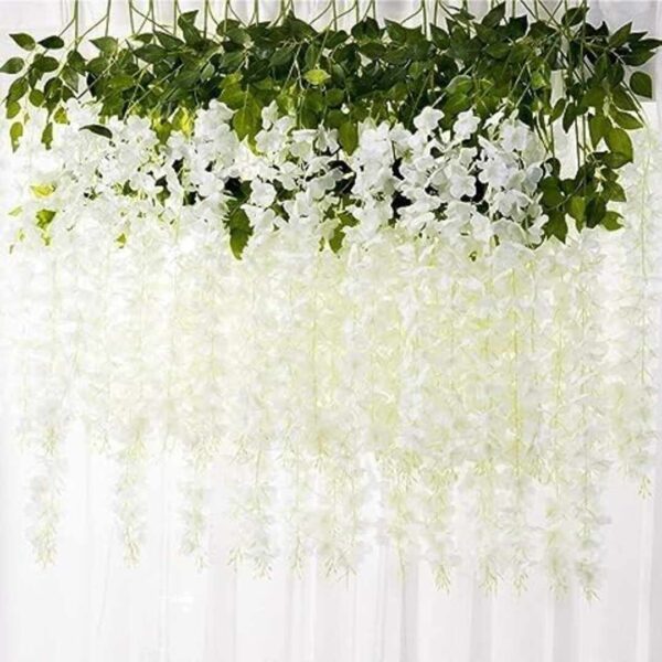 SATYAM KRAFT 6 Pcs Artificial Wisteria Vine White - LXINDIA.COM