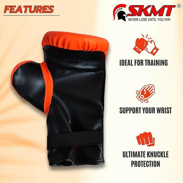 SKMT PU Leather Boxing Gloves for Kids Orange B - LXINDIA.COM