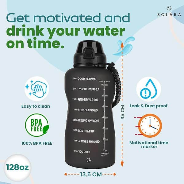 SOLARA 1 Gallon Water Bottle Black C - LXINDIA.COM