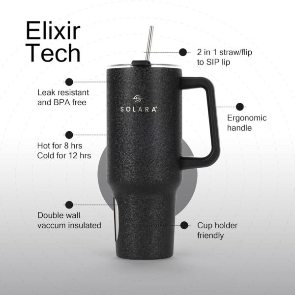 SOLARA Elixir 40oz Tumbler 1200ml Black Knight - LXINDIA.COM