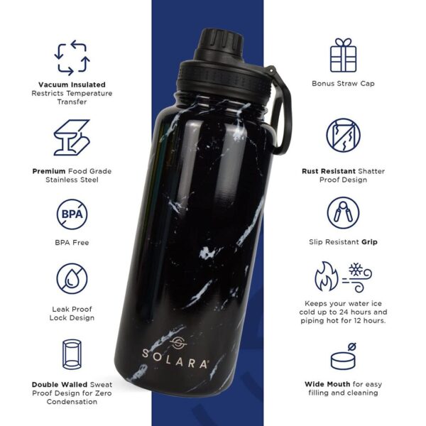 SOLARA Insulated Water Bottle 1000ml Black A - LXINDIA.COM