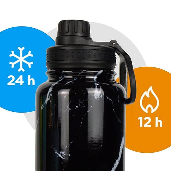 SOLARA Insulated Water Bottle 1000ml Black B - LXINDIA.COM