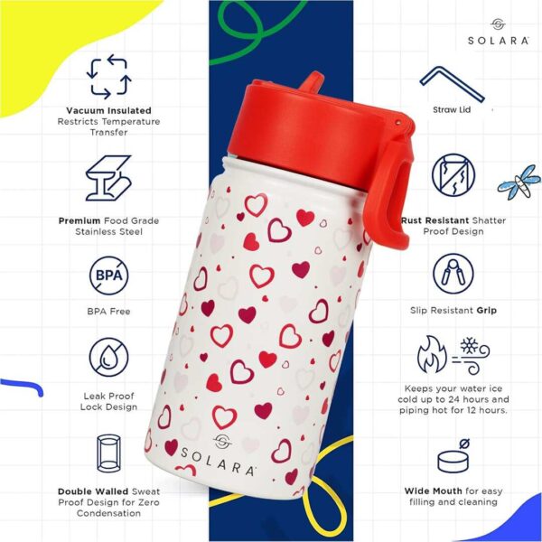 SOLARA Insulated Water Bottle for Kid Hearts 450 ml a - LXINDIA.COM