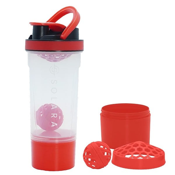 SOLARA Protein Shaker Bottle 650 ML Red - LXINDIA.COM