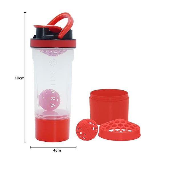 SOLARA Protein Shaker Bottle 650 ML Red B - LXINDIA.COM