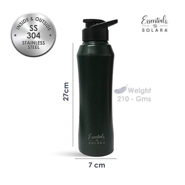 SOLARA Stainless Steel Sipper Water Bottle 1 Litre Dark Green b - LXINDIA.COM