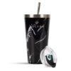 SOLARA Tumbler with lid and Straw 475ml Bottle Black Marble A - LXINDIA.COM