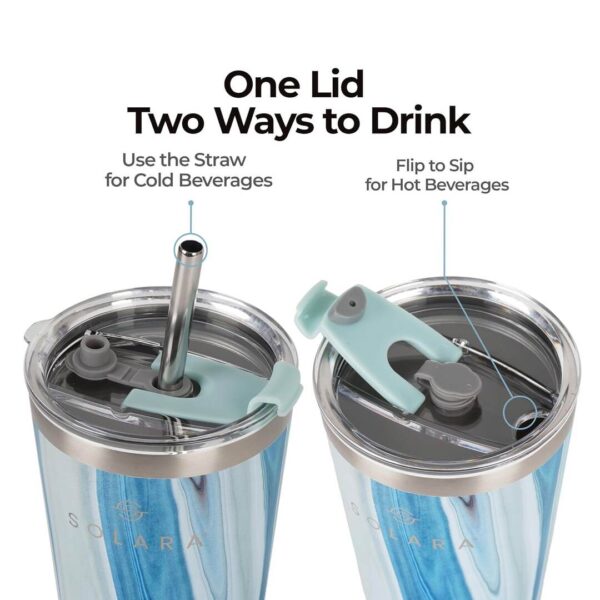 SOLARA Tumbler with lid and Straw 475ml Bottle Blue Marble - LXINDIA.COM