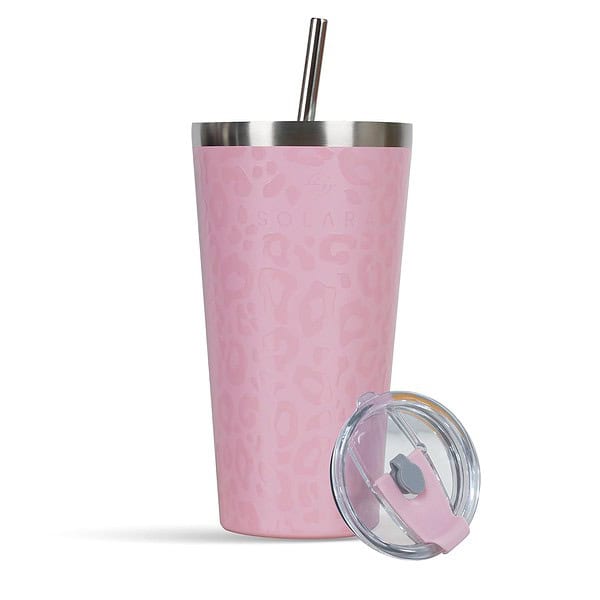 SOLARA Tumbler with lid and Straw 475ml Bottle Pink A - LXINDIA.COM