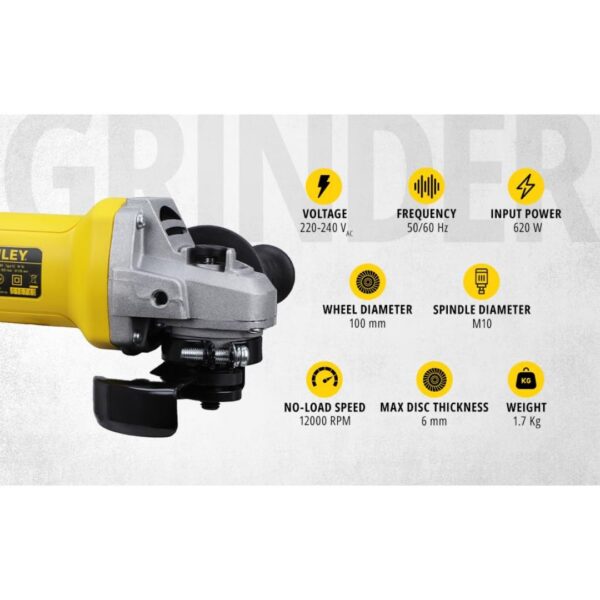 STANLEY SG6100 IN 620W 100mm SLIM Angle Grinder1 - LXINDIA.COM