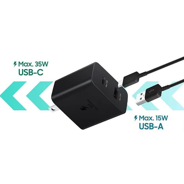 Samsung 35W Dual Port Type C and USB A Charger Black 3 1 - LXINDIA.COM