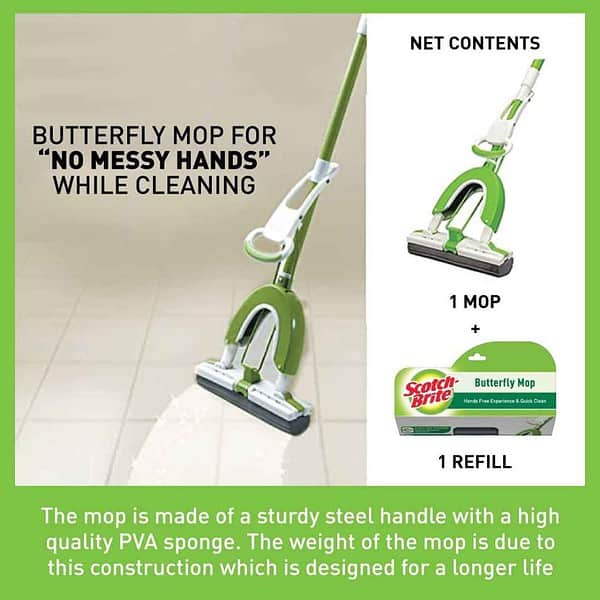 Scotch Brite Butterfly Plastic Mop Green3 - LXINDIA.COM