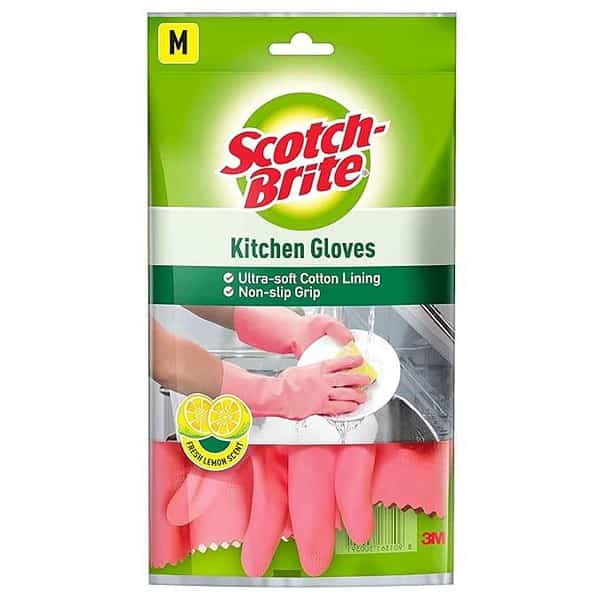 Scotch Brite Medium Rubber Kitchen Gloves Pack of 3 - LXINDIA.COM