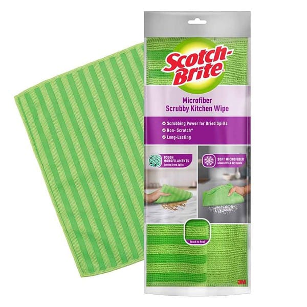 Scotch Brite Microfiber Scrubby Kitchen Cloth Green - LXINDIA.COM