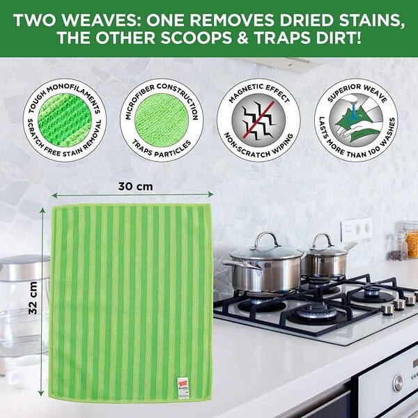 Scotch Brite Microfiber Scrubby Kitchen Cloth Green1 - LXINDIA.COM