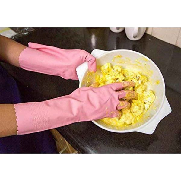 Scotch Brite Rubber Small Kitchen Gloves Pack Of 2 Pink3 - LXINDIA.COM