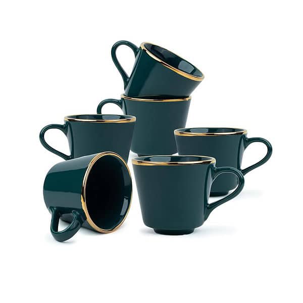 Shay Ceramic Set of 6 Tea Cup Set Teal Green B - LXINDIA.COM