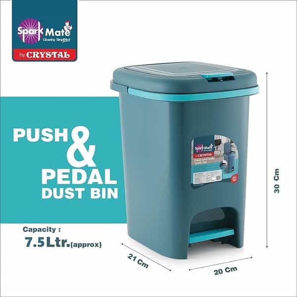 Sparkmate by Crystal Plastic Dustbin 7.5 Ltr2 - LXINDIA.COM