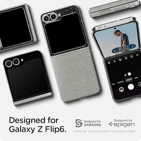 Spigen Air Skin Glitter Back Cover for Galaxy Z Flip6 Crystal Quartz 1 - LXINDIA.COM