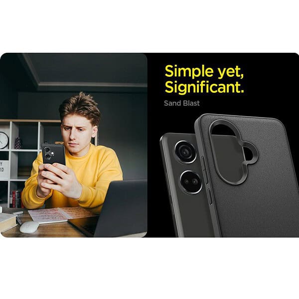 Spigen Essential Sand Blast Back Cover for OnePlus Nord CE 3 5G Matte Black 1 - LXINDIA.COM