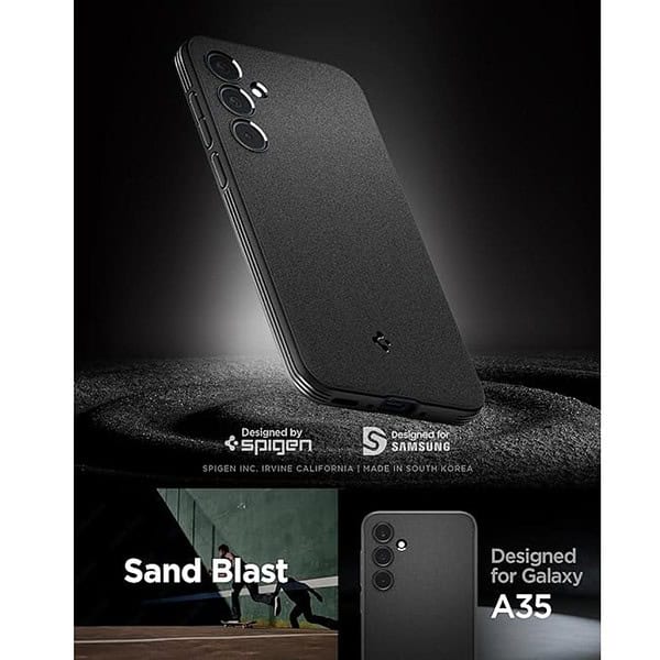 Spigen Essential Sand Blast Back Cover for Samsung Galaxy A35 5G Matte Black 1 - LXINDIA.COM