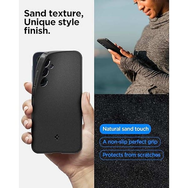 Spigen Essential Sand Blast Back Cover for Samsung Galaxy A35 5G Matte Black 3 - LXINDIA.COM