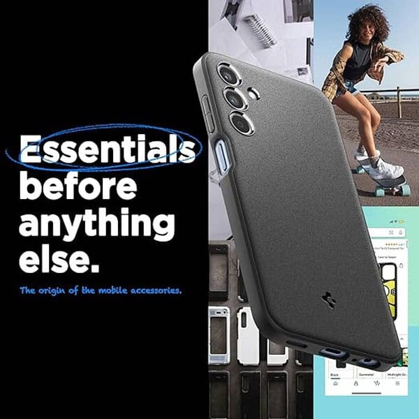 Spigen Essential Sand Blast Back Cover for Samsung Galaxy M15 5G F15 5G Matte Black 2 - LXINDIA.COM