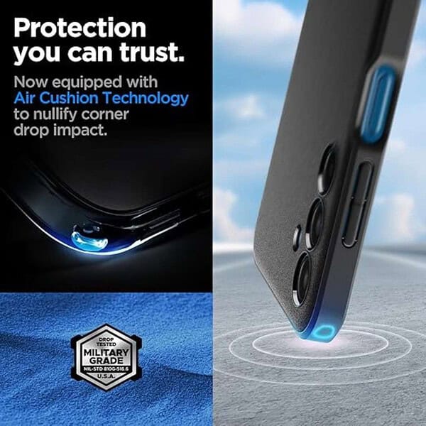 Spigen Essential Sand Blast Back Cover for Samsung Galaxy M15 5G F15 5G Matte Black 3 - LXINDIA.COM