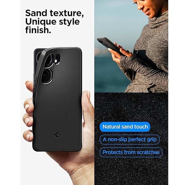 Spigen Essential Sand Blast Back Cover for iQOO Neo9 Pro Matte Black 3 - LXINDIA.COM