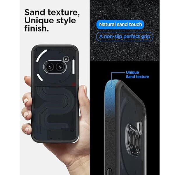 Spigen Essential Sand Crystal Back Cover Case for Nothing Phone 2a and Nothing Phone 2a Plus Matte Black 2 - LXINDIA.COM