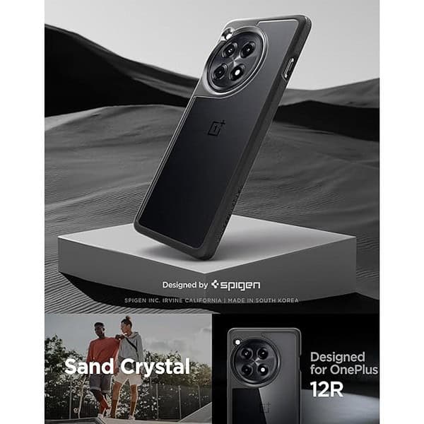 Spigen Essential Sand Crystal Back Cover for OnePlus 12R Matte Black 1 - LXINDIA.COM