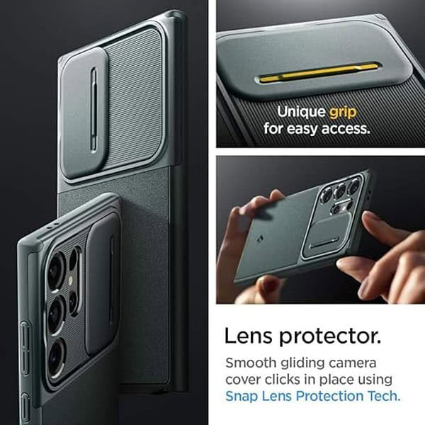 Spigen Optik Armor Back Cover for Galaxy S24 Ultra Abyss Green 1 - LXINDIA.COM