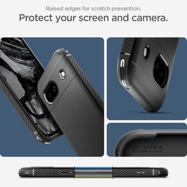 Spigen Rugged Armor Back Cover for Pixel 8a Matte Black 2 - LXINDIA.COM