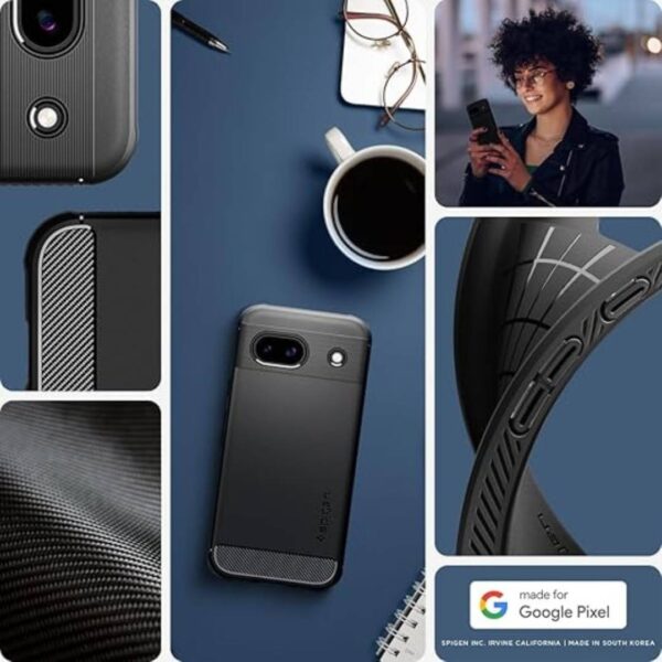 Spigen Rugged Armor Back Cover for Pixel 8a Matte Black 3 - LXINDIA.COM