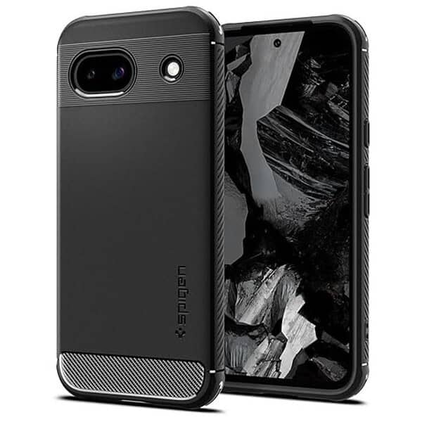 Spigen Rugged Armor Back Cover for Pixel 8a Matte Black - LXINDIA.COM