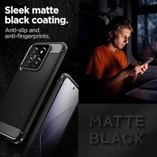 Spigen Rugged Armor Back Cover for Xiaomi 14 Matte Black 2 - LXINDIA.COM