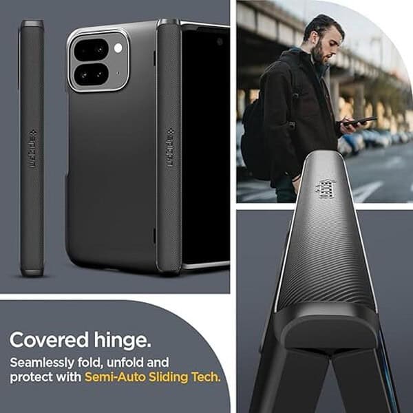 Spigen Slim Armor Pro Back Cover Case for Pixel 9 Pro Fold Black 1 - LXINDIA.COM