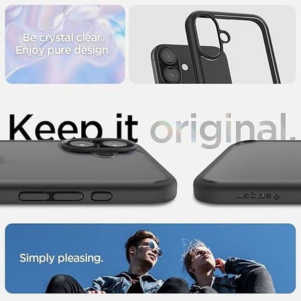 Spigen Ultra Hybrid Back Cover Case Compatible with iPhone 16 Matte Black 1 - LXINDIA.COM